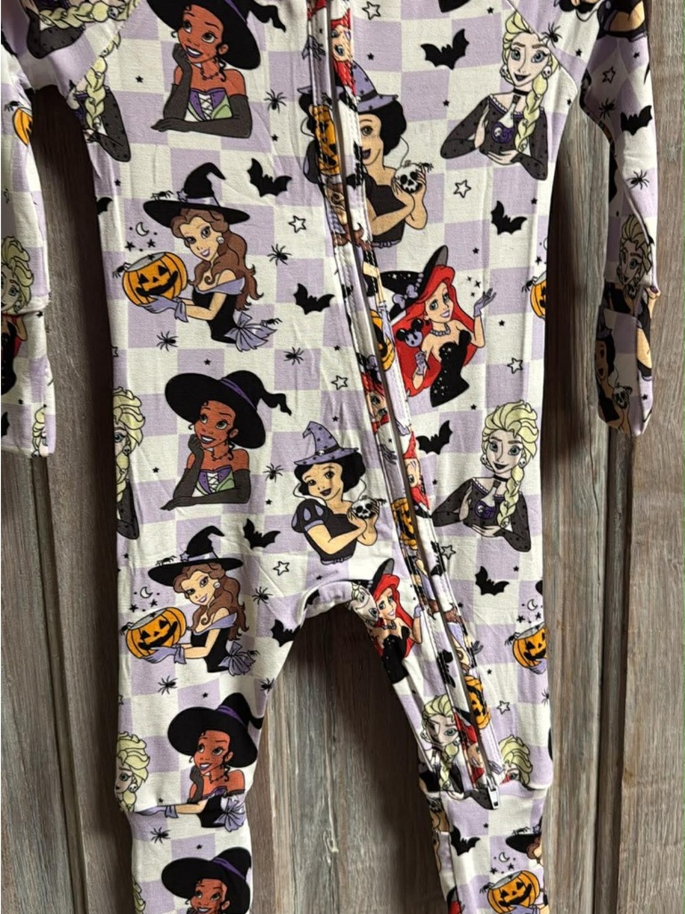 Lilac Halloween One-Piece Footie Pajamas with Zipper